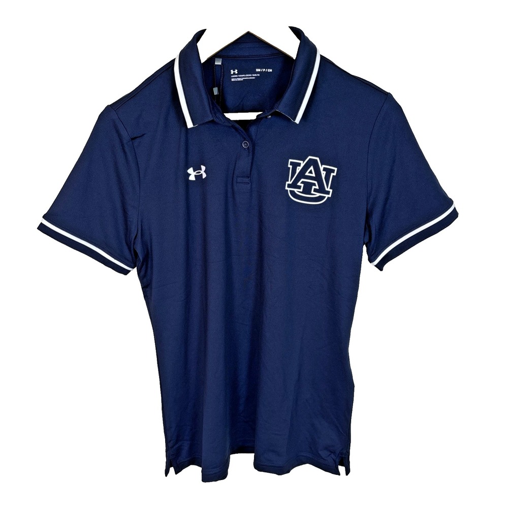 Under Armour Auburn Tigers Short Sleeve Golf Polo Shirt Sz‎ S New Sample Navy